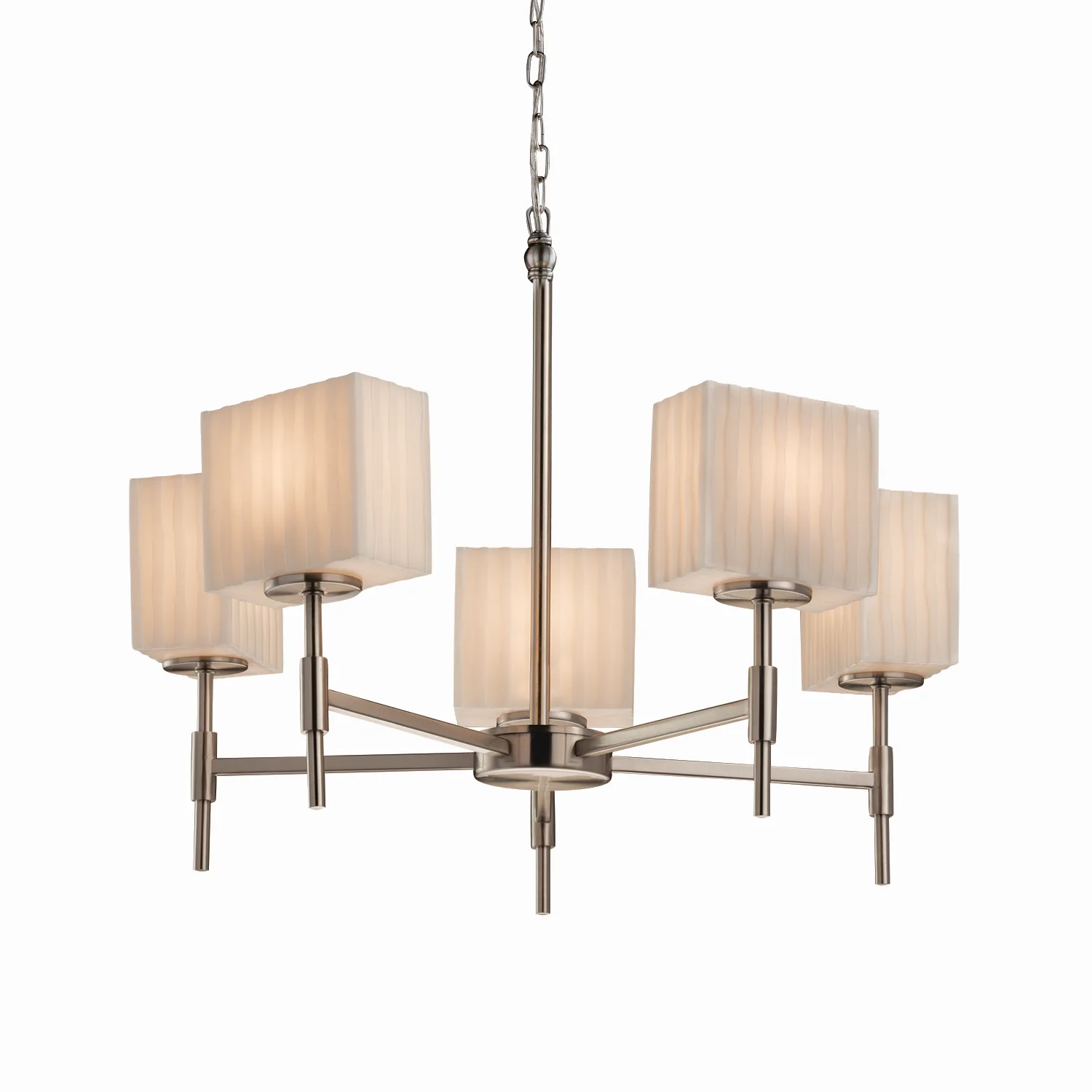 Porcelina Five Light Chandelier in Brushed Nickel