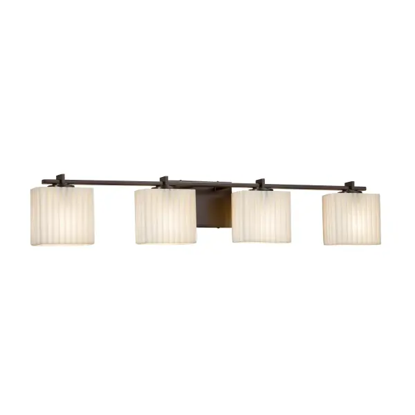 Collection: Porcelina Finish: Dark Bronze Glass: Faux Porcelain Resin Width: 35.75" Height: 6.25" Extension from Wall: 5.25" Top to Outlet: 5.50" Number of Bulbs: 4 Maximum Wattage: 60.00 W Bulb Type: B13 Torpedo Safety Listing: UL Safety Rating: Damp