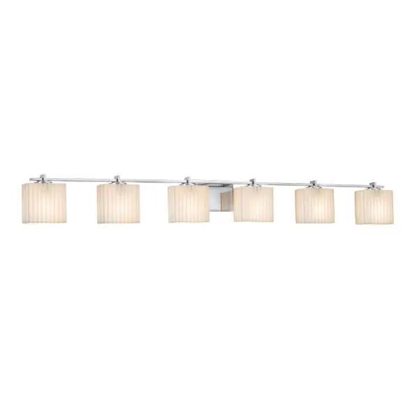 Collection: Porcelina Finish: Polished Chrome Glass: Faux Porcelain Resin Width: 55.50" Height: 6.25" Extension from Wall: 5.75" Number of Bulbs: 6 Maximum Wattage: 60.00 W Bulb Type: B13 Torpedo Safety Listing: Damp Safety Rating: Damp