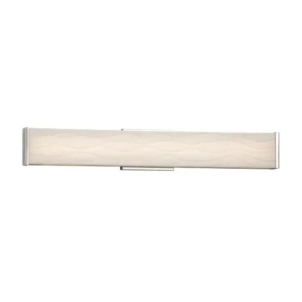 Collection: Porcelina Finish: Polished Chrome Glass: Faux Porcelain Resin Width: 28.50" Height: 4.50" Extension from Wall: 2.50" Maximum Wattage: 28.00 W Light Source: LED Light Output: 2380.00 lm Color Temperature: 3000 K CRI: 90 Safety Listing: ETL Safety Rating: Damp ADA LED