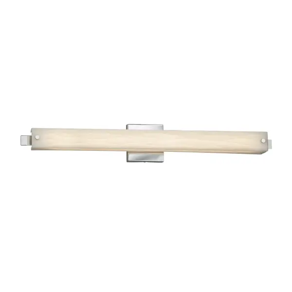 Collection: Porcelina Finish: Polished Chrome Glass: Faux Porcelain Resin Width: 30.50" Height: 4.50" Extension from Wall: 3.00" Maximum Wattage: 23.00 W Light Source: LED Light Output: 2100.00 lm Color Temperature: 3000 K CRI: 90 Safety Listing: UL Safety Rating: Damp ADA LED