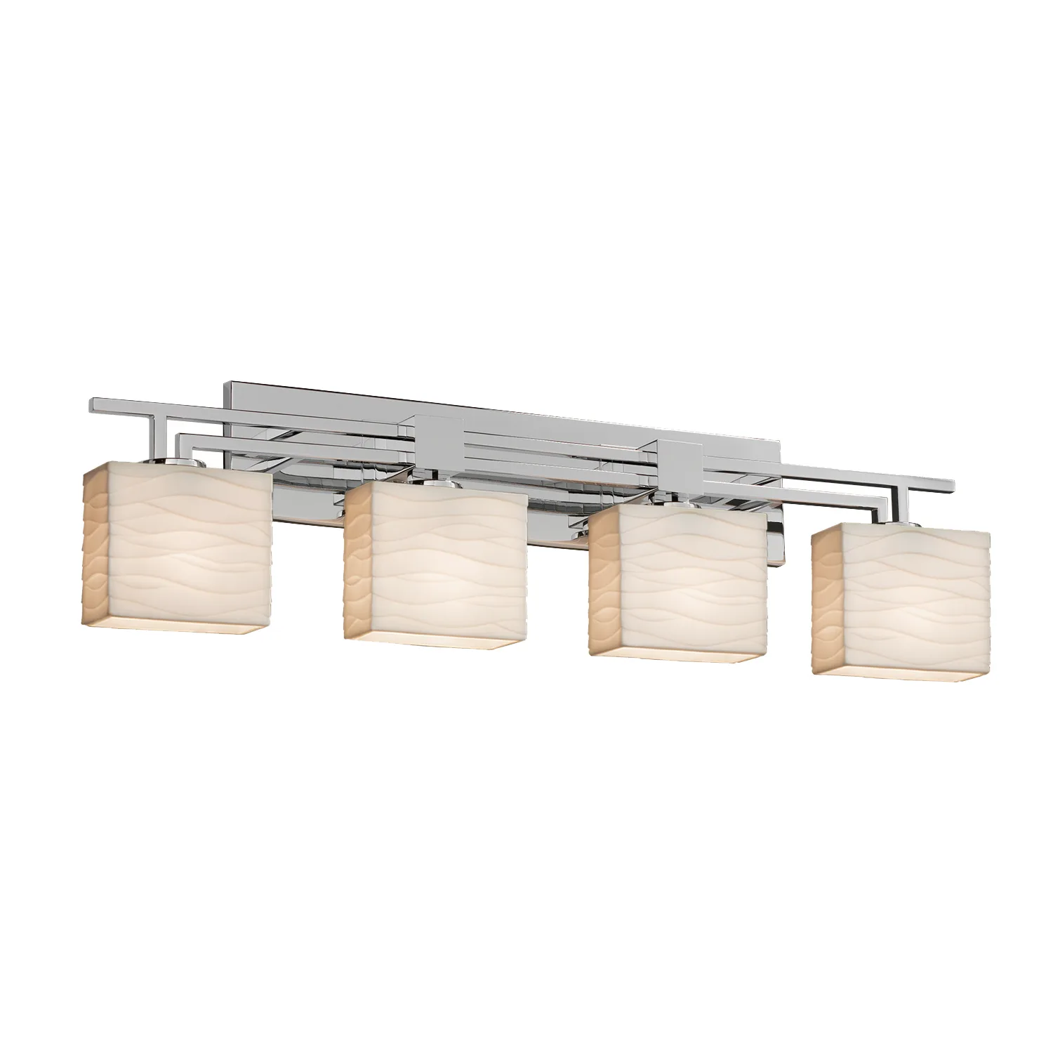 Porcelina Four Light Bath Bar in Polished Chrome