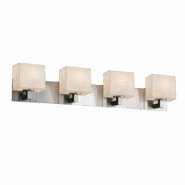 Collection: Porcelina Finish: Brushed Nickel Glass: Faux Porcelain Resin Notes: This fixture can be installed as an uplight or downlight Width: 35.25" Height: 7.25" Extension from Wall: 5.00" Top to Outlet: 4.75" Number of Bulbs: 4 Maximum Wattage: 60.00 W Bulb Type: B13 Torpedo Safety Listing: Damp Safety Rating: Damp