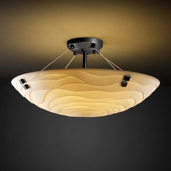 Porcelina Three Light Semi-Flush Mount in Matte Black