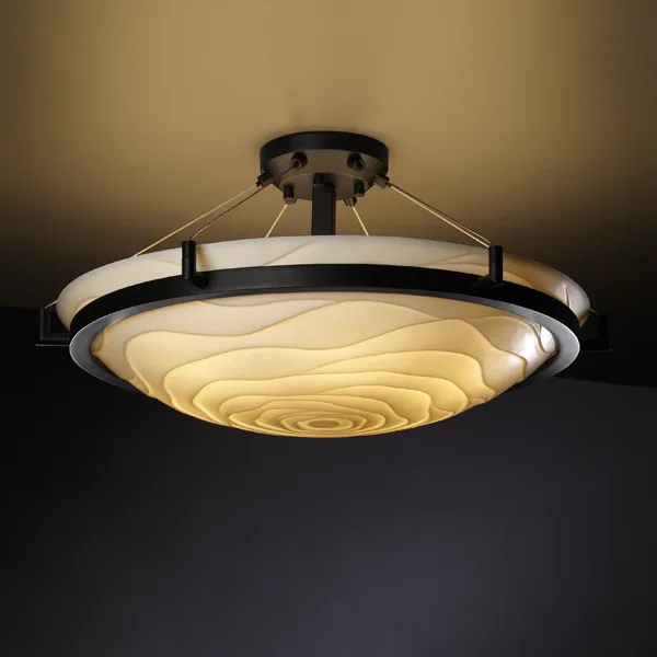 Porcelina Six Light Semi-Flush Mount in Dark Bronze