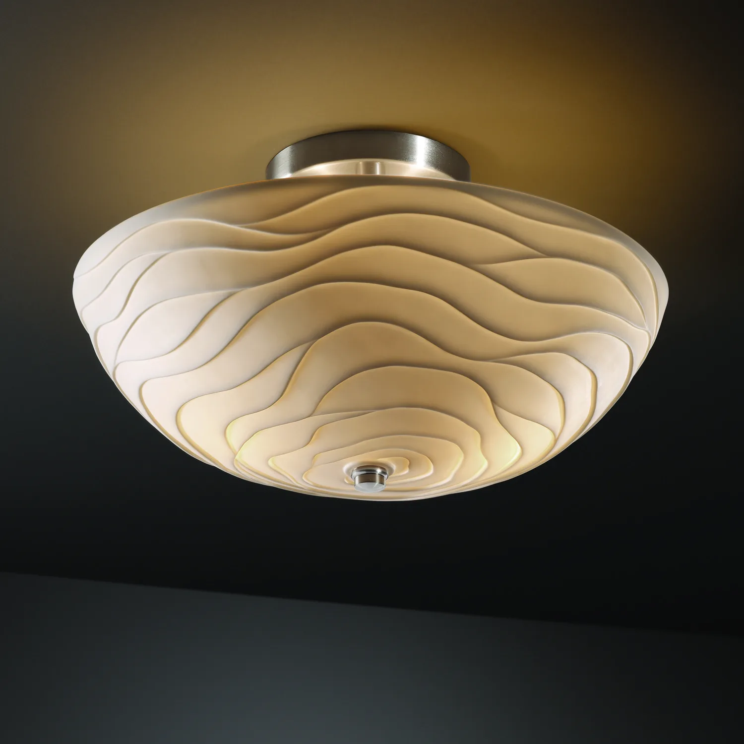 Porcelina Two Light Semi-Flush Mount in Brushed Nickel