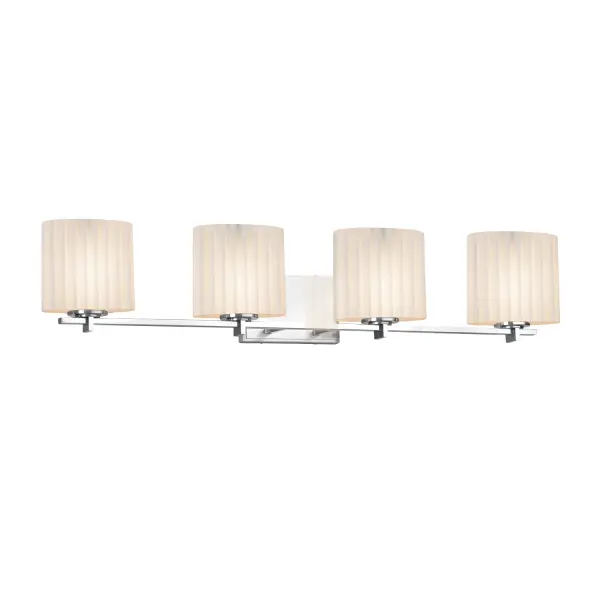 Collection: Limoges Finish: Polished Chrome Glass: Translucent Porcelain Width: 36.75" Height: 6.75" Extension from Wall: 5.25" Top to Outlet: 6.00" Number of Bulbs: 4 Maximum Wattage: 100.00 W Bulb Type: A19 Safety Listing: UL Safety Rating: Damp