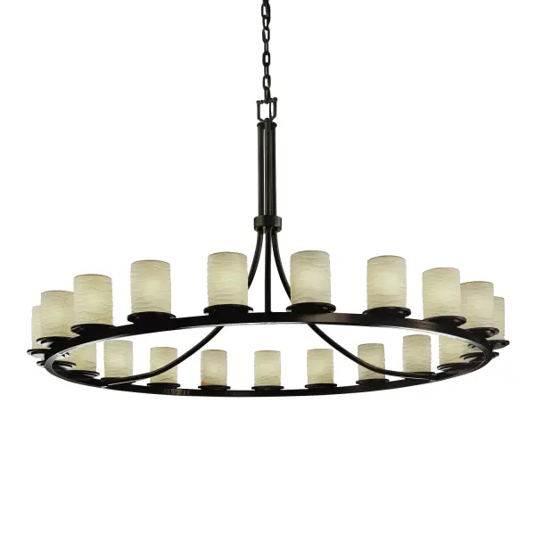 Collection: Limoges Finish: Dark Bronze Glass: Translucent Porcelain Notes: Includes 6 ft. of chain and 10 ft. of wire. Also available in Matte Black finish. Width: 60.00" Height: 34.00" Chain: 6` Wire: 10` Canopy: 1" H x 5.25" Dia. Number of Bulbs: 21 Maximum Wattage: 60.00 W Bulb Type: G16 1/2 Bulb Base: Medium Light Source: Incandescent Safety Listing: Damp Safety Rating: Damp