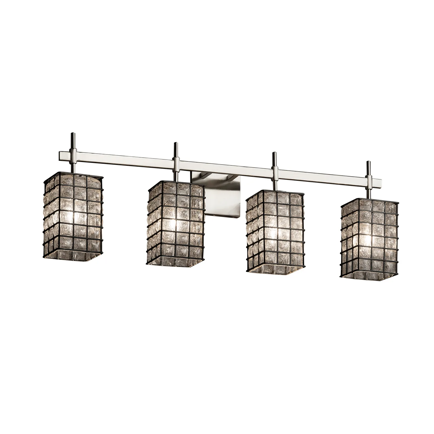 Wire Glass Four Light Bath Bar in Brushed Nickel
