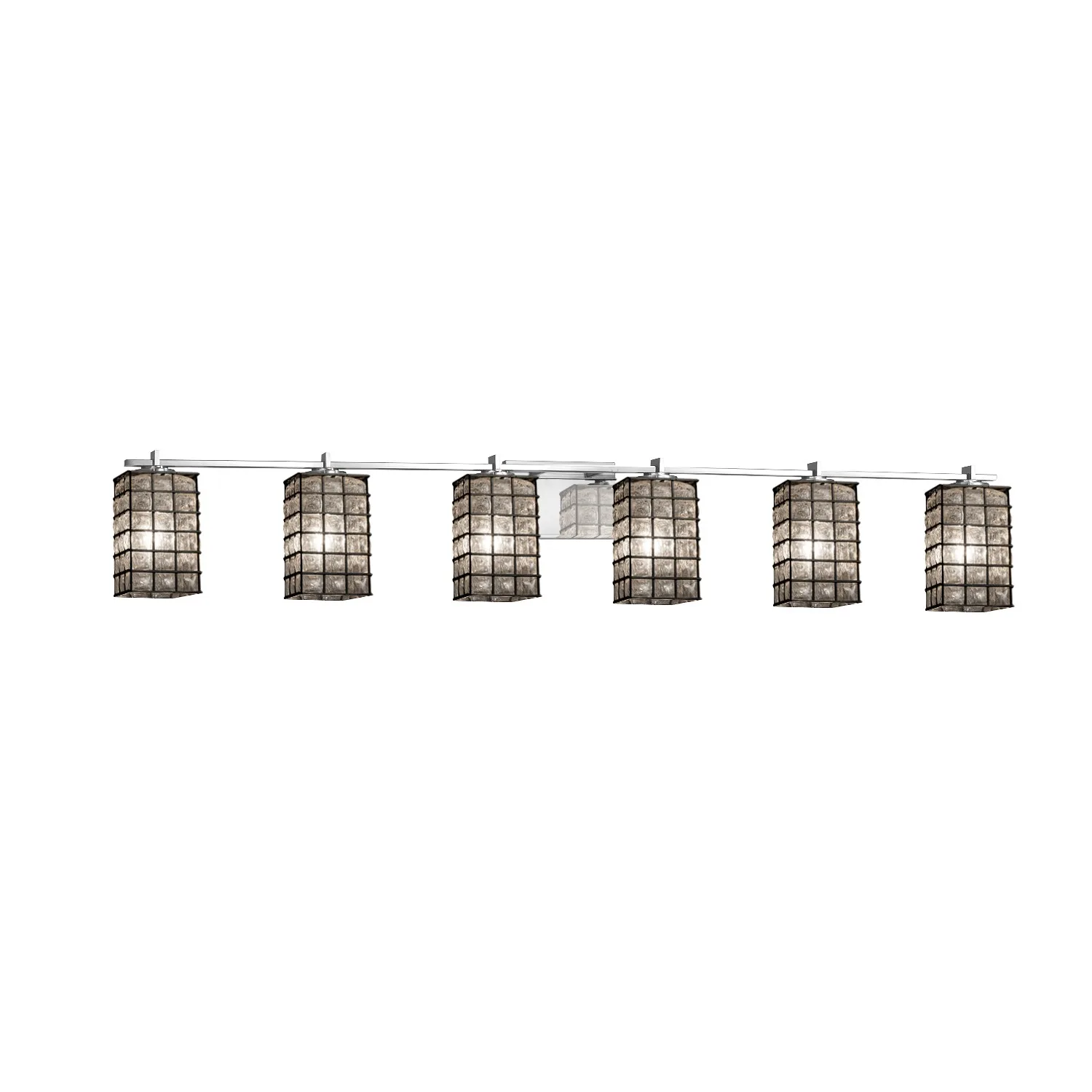 Wire Glass Six Light Bath Bar in Polished Chrome