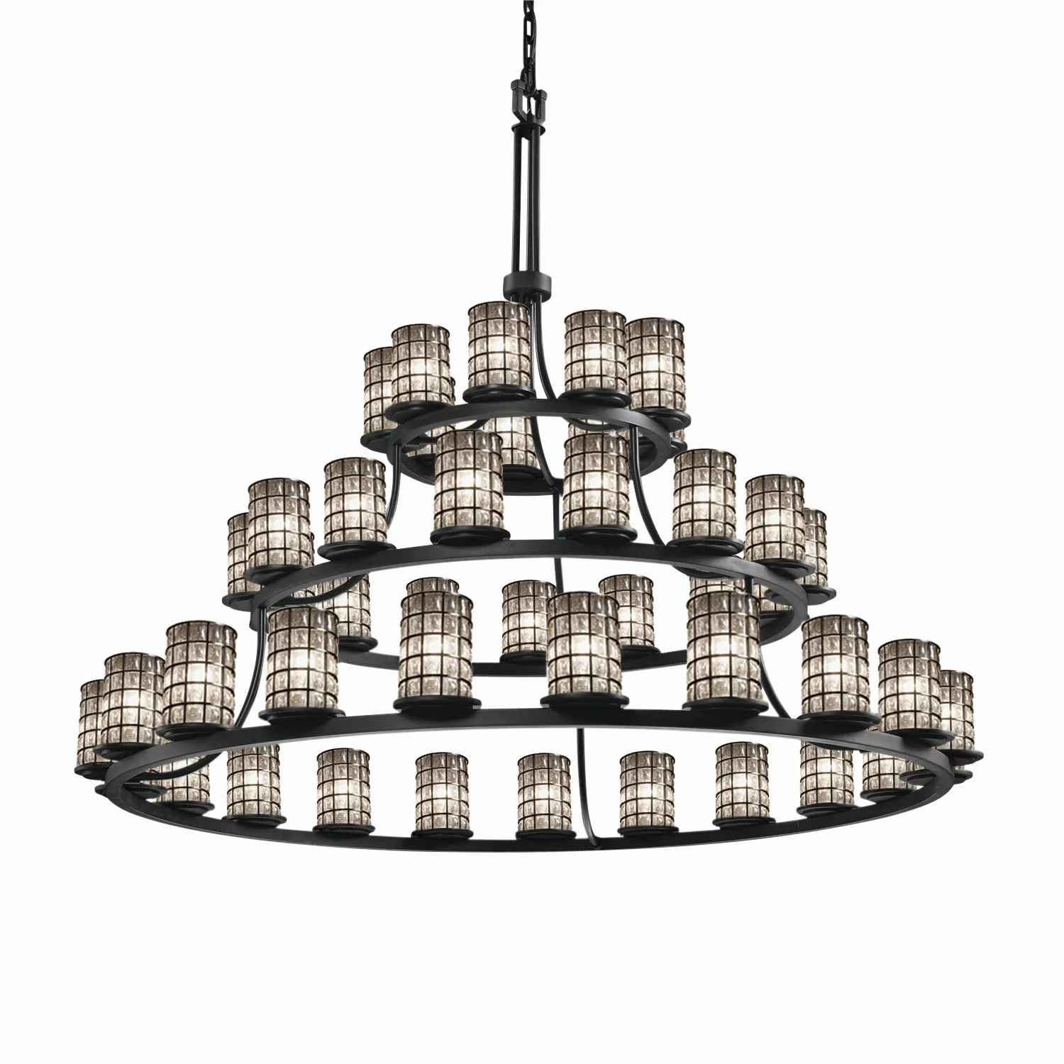 Wire Glass 45 Light Chandelier in Matte Black