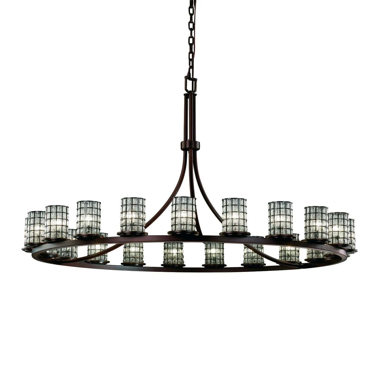Wire Glass 21 Light Chandelier in Dark Bronze