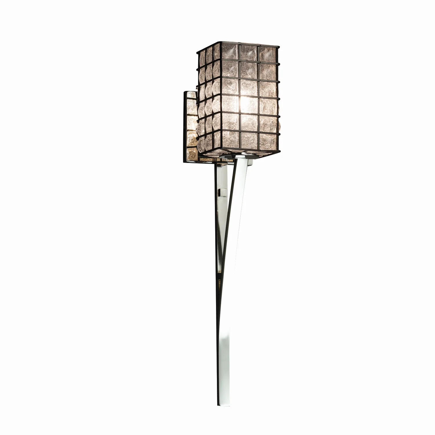 Wire Glass One Light Wall Sconce in Polished Chrome