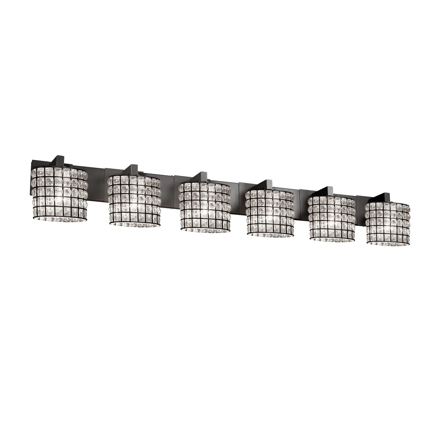 Wire Glass Six Light Bath Bar in Matte Black