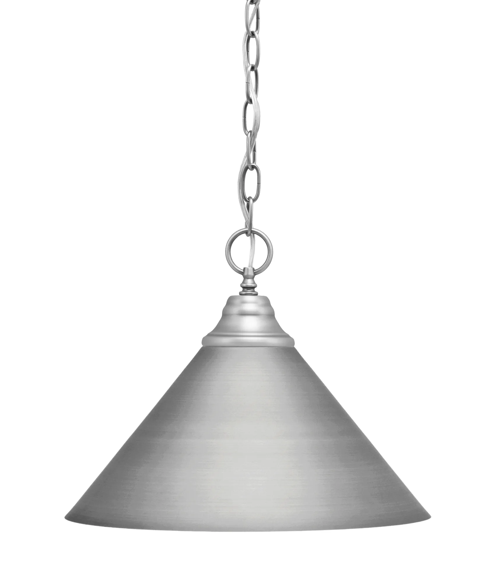 Brushed Nickel Cone Pendant Light with Chain