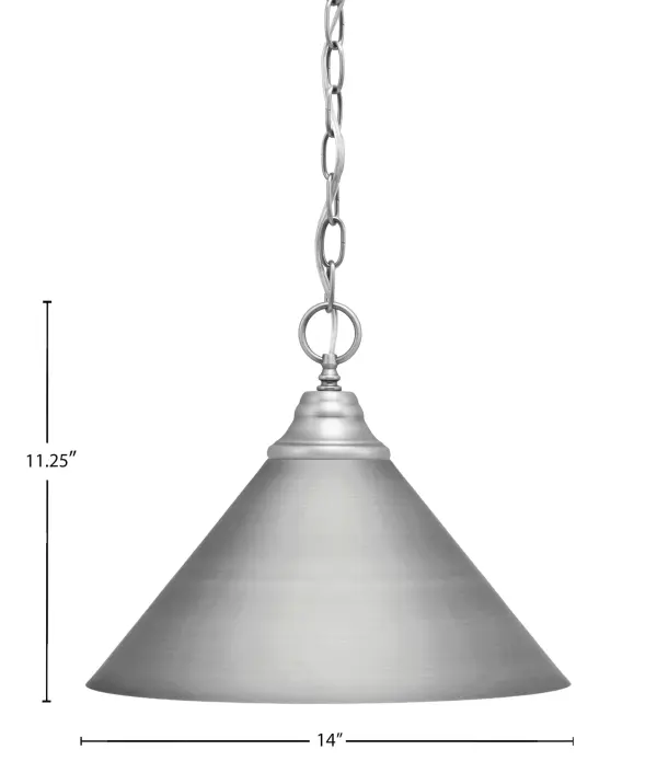 Brushed Nickel Cone Pendant Light with Chain - Image 2