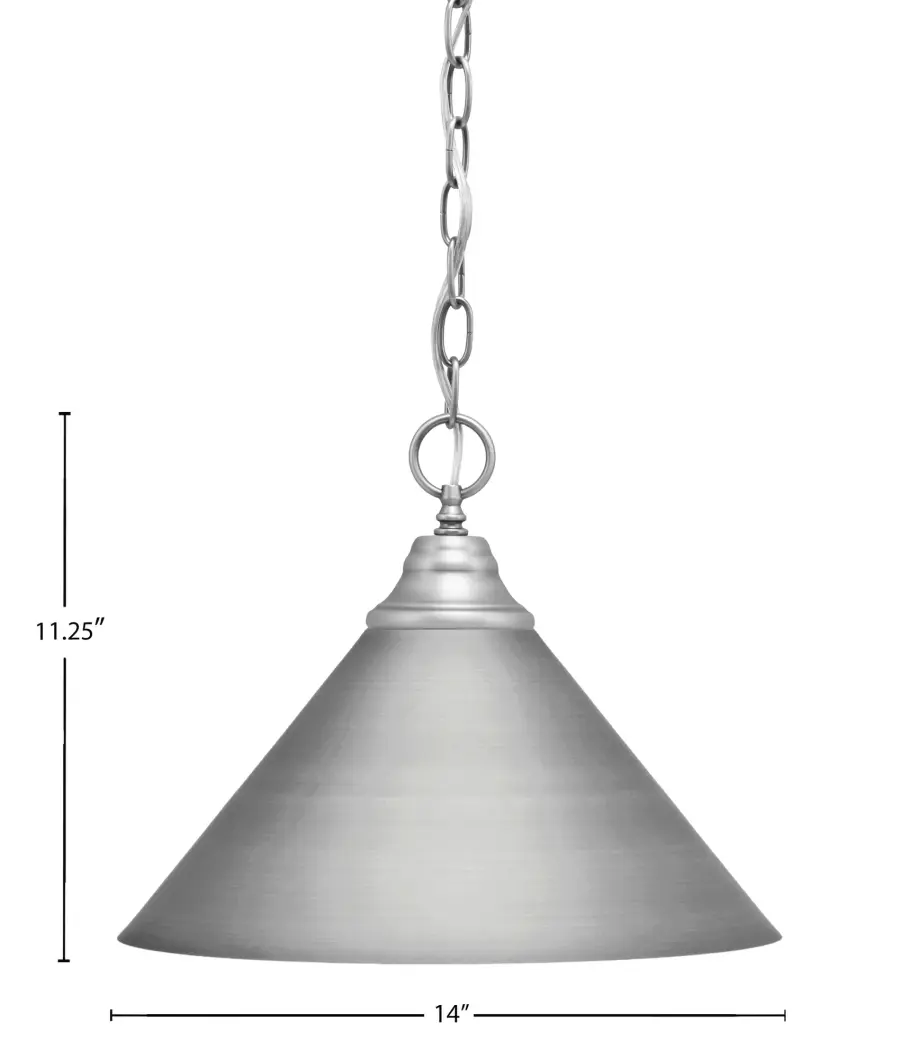 Brushed Nickel Cone Pendant Light with Chain - Image 2
