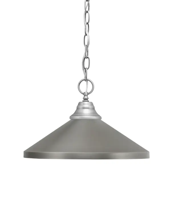 Toltec Lighting Brushed Nickel Chain Hung Pendant with Graphite Cone Shade - Image 1