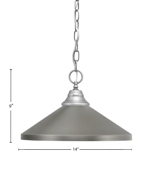 Toltec Lighting Brushed Nickel Chain Hung Pendant with Graphite Cone Shade - Image 2