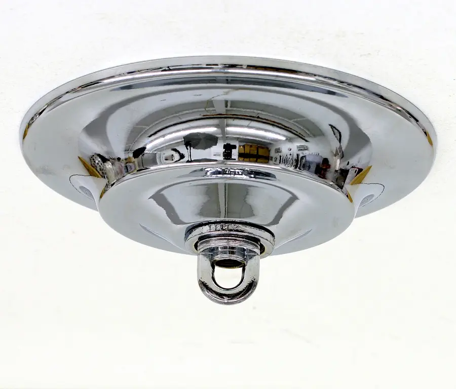 Chrome Chain Hung Pendant with Matte Black Double Bubble Shade - Image 3