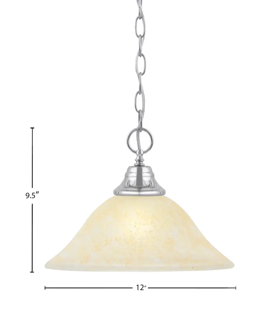 Toltec Lighting Chrome Pendant with Amber Marble Glass - Image 2