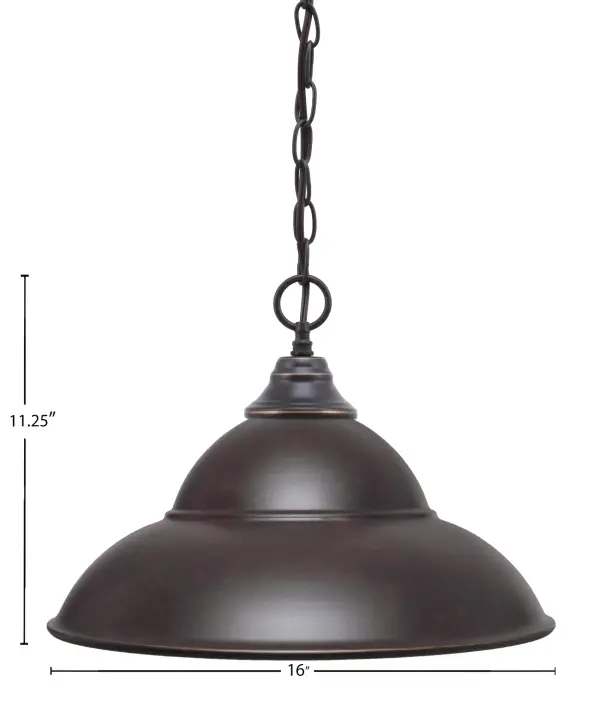 This chain-hung pendant combines industrial style with contemporary flair through its unique double bubble metal shade. The dark granite finish adds sophistication while the 16-inch diameter provides substantial lighting coverage. - alternate view