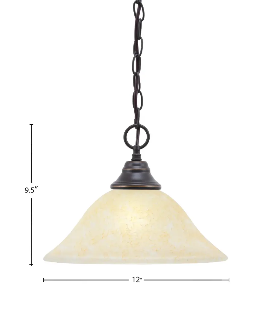 Toltec Lighting Chain Hung Pendant with Amber Marble Glass - Image 2