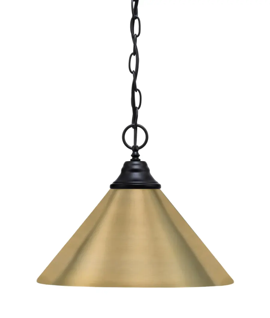 Toltec Chain Hung Pendant with New Age Brass Cone Shade - Image 1
