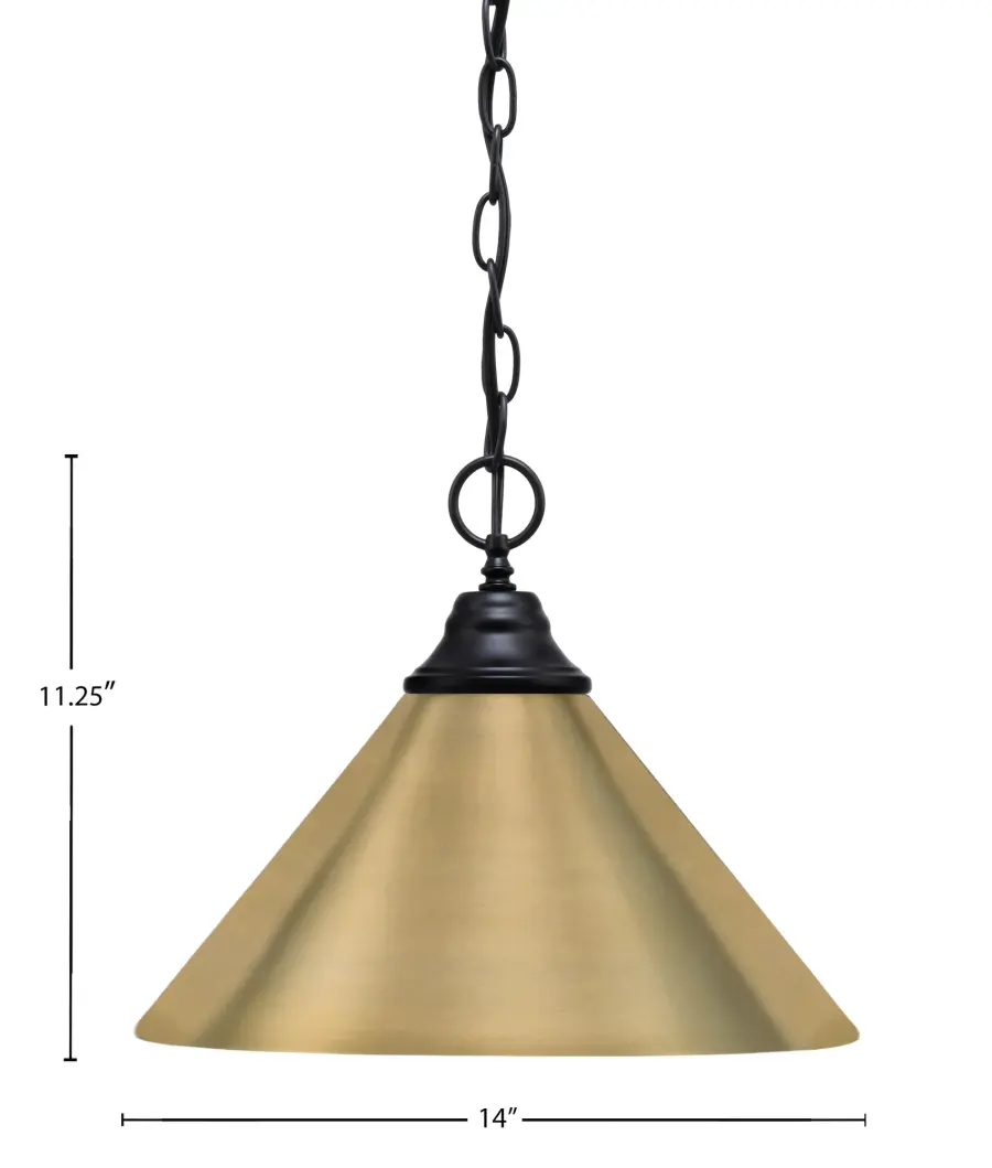 Toltec Chain Hung Pendant with New Age Brass Cone Shade - Image 2