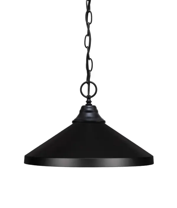Toltec Lighting Chain Hung Pendant with Matte Black Cone Shade - Image 1
