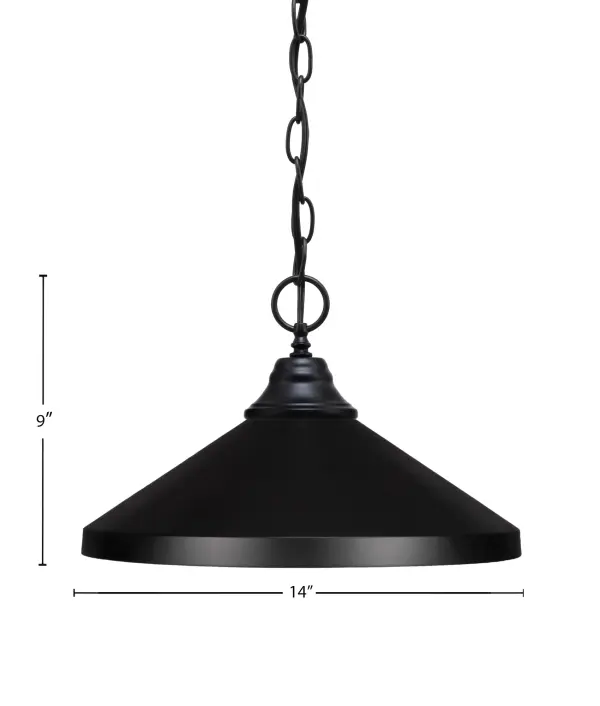 Toltec Lighting Chain Hung Pendant with Matte Black Cone Shade - Image 2