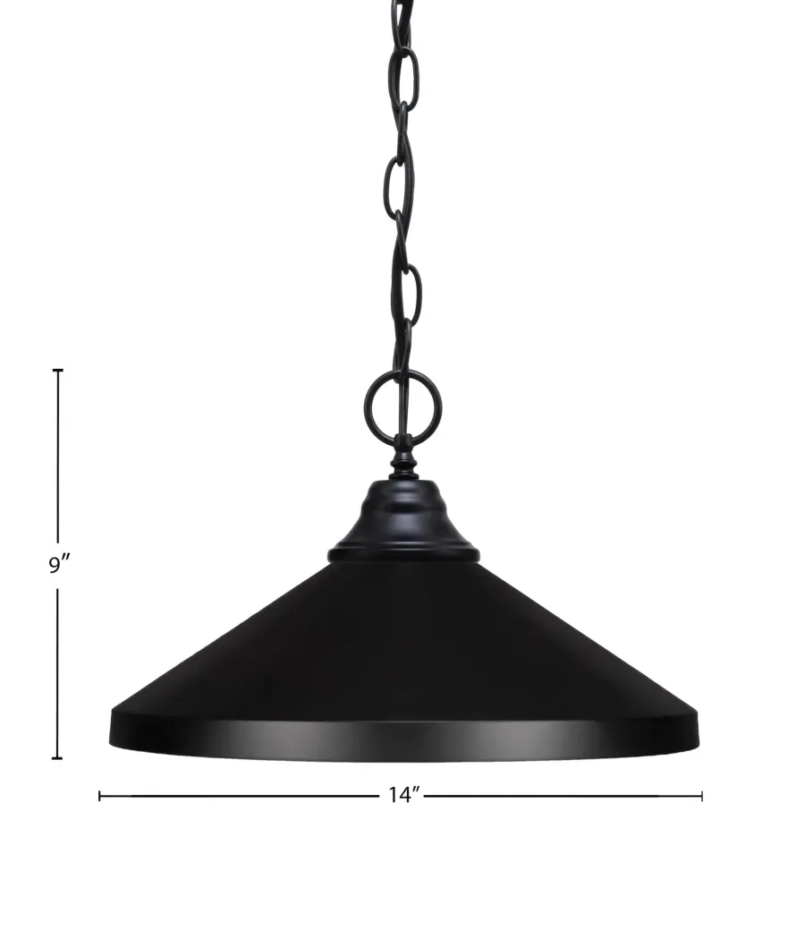 Toltec Lighting Chain Hung Pendant with Matte Black Cone Shade - Image 2