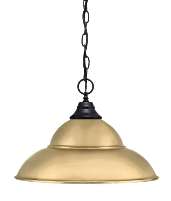 Toltec Chain Hung Pendant with Double Bubble Brass Shade - Image 1