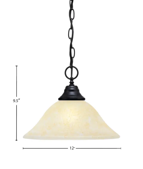 Toltec Lighting Chain Hung Pendant with Amber Marble Glass - Image 2