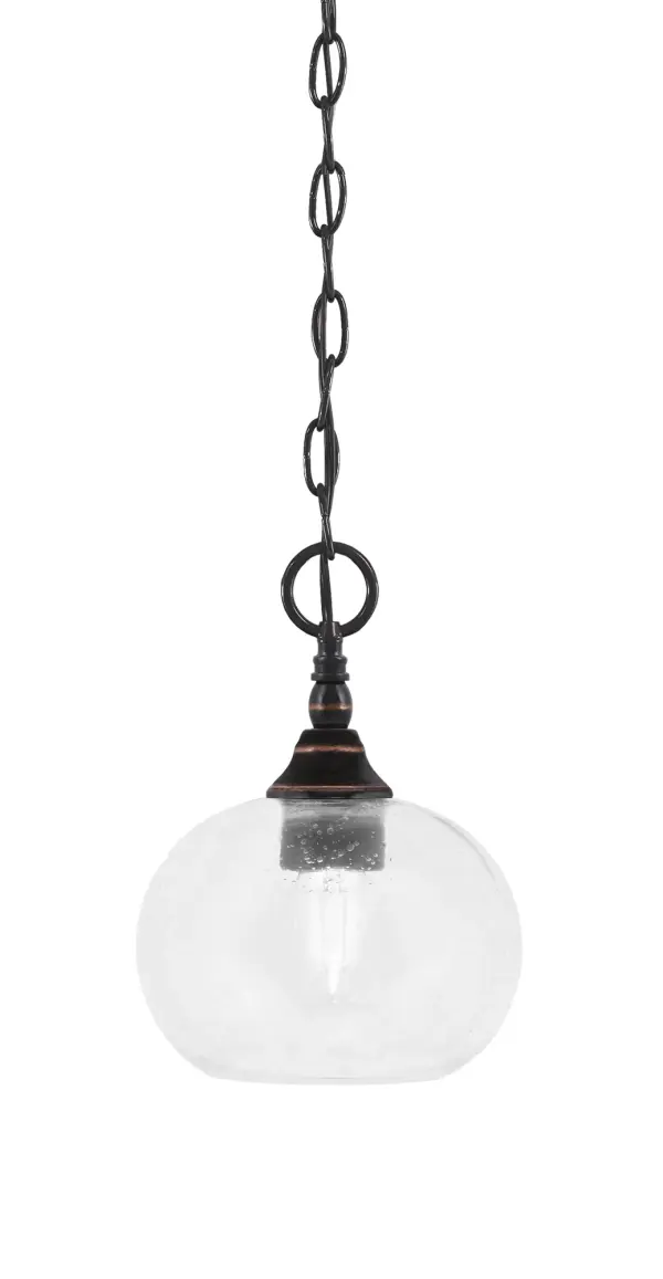 Toltec Lighting Chain Hung Mini Pendant with Clear Bubble Glass - Image 1