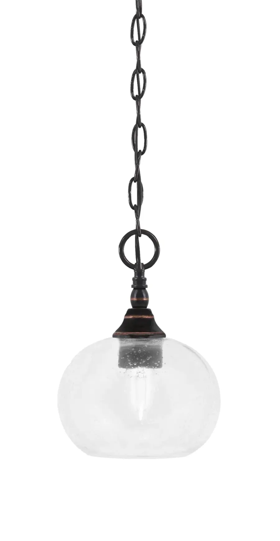 Toltec Lighting Chain Hung Mini Pendant with Clear Bubble Glass - Image 1