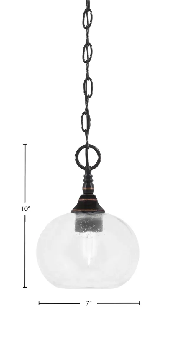 Toltec Lighting Chain Hung Mini Pendant with Clear Bubble Glass - Image 2
