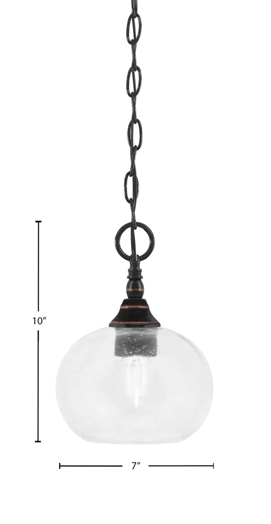 Toltec Lighting Chain Hung Mini Pendant with Clear Bubble Glass - Image 2
