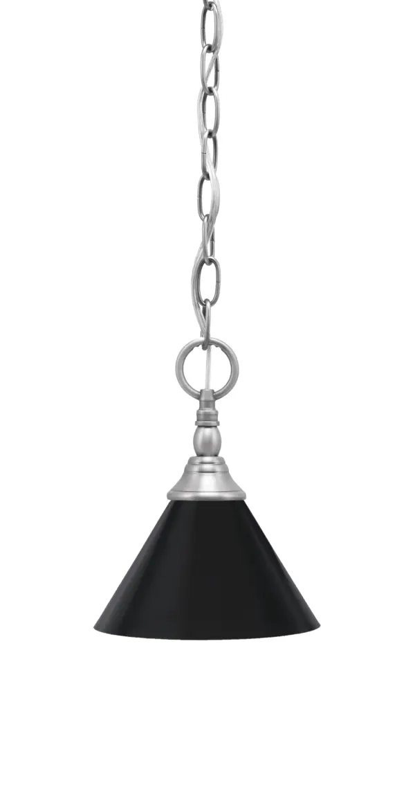 This versatile mini pendant combines brushed nickel hardware with a sleek matte black cone shade for a modern industrial aesthetic. At just 7 inches wide, it's perfect for task lighting or clustered installations.
