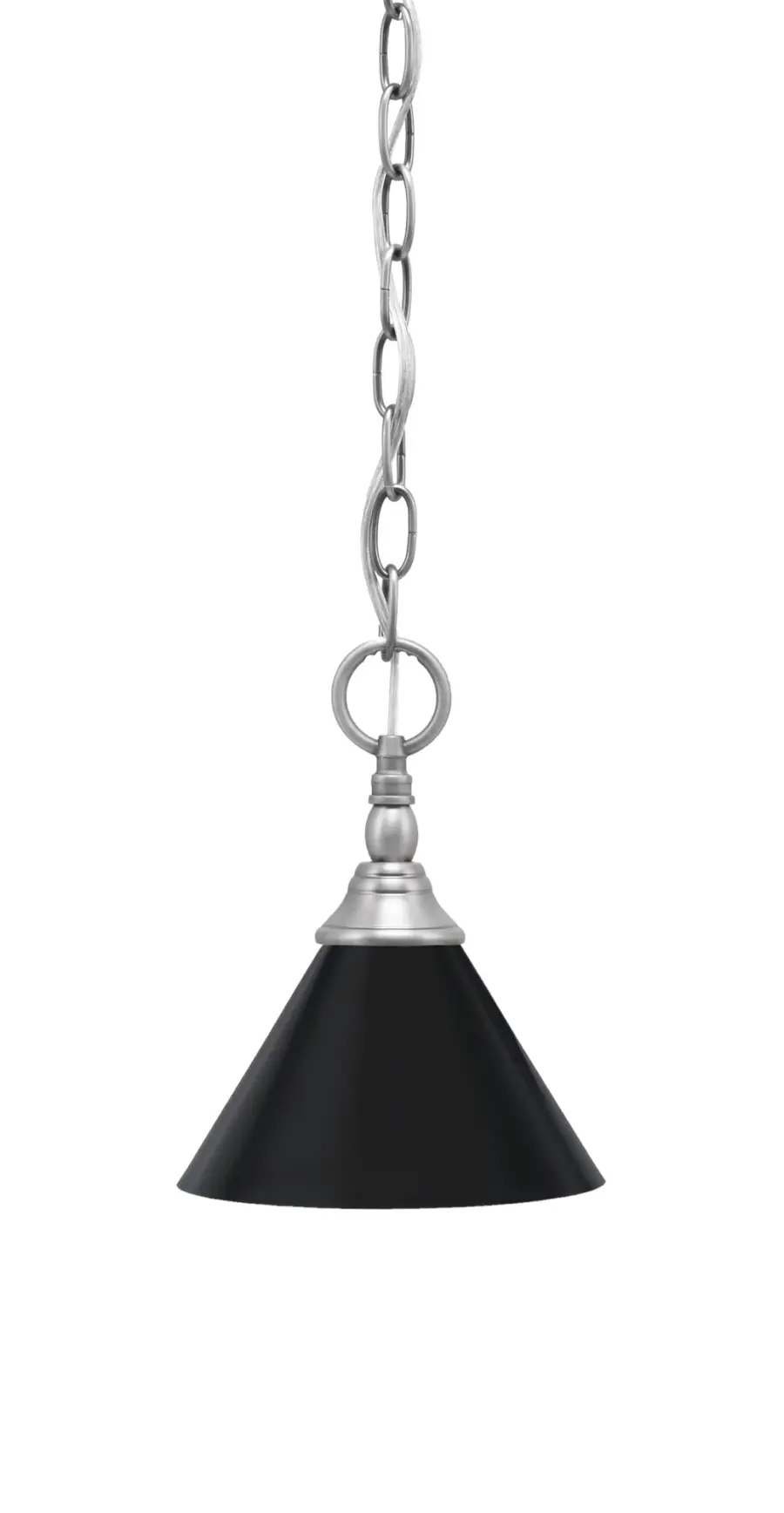 Toltec Lighting Chain Hung Mini Pendant with Matte Black Cone Shade - Image 1