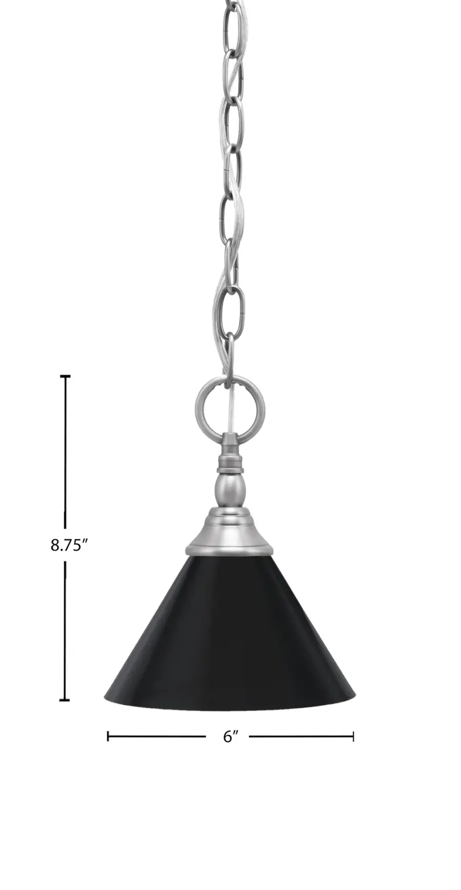 Toltec Lighting Chain Hung Mini Pendant with Matte Black Cone Shade - Image 2