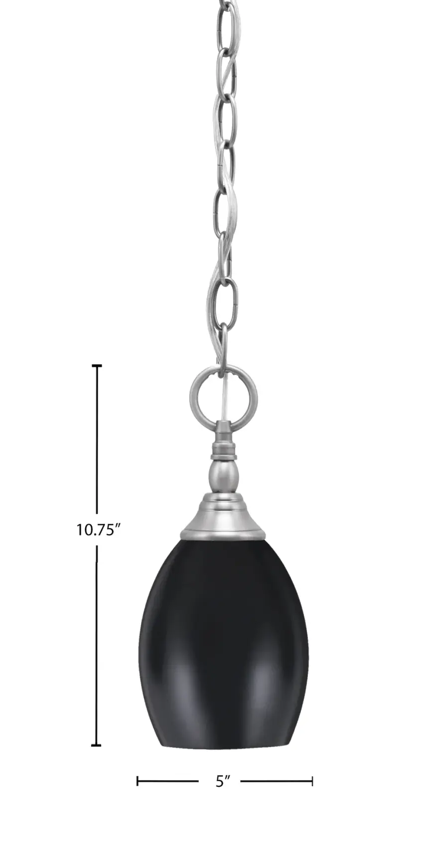 Toltec Chain Hung Mini Pendant with Matte Black Oval Shade - Image 2