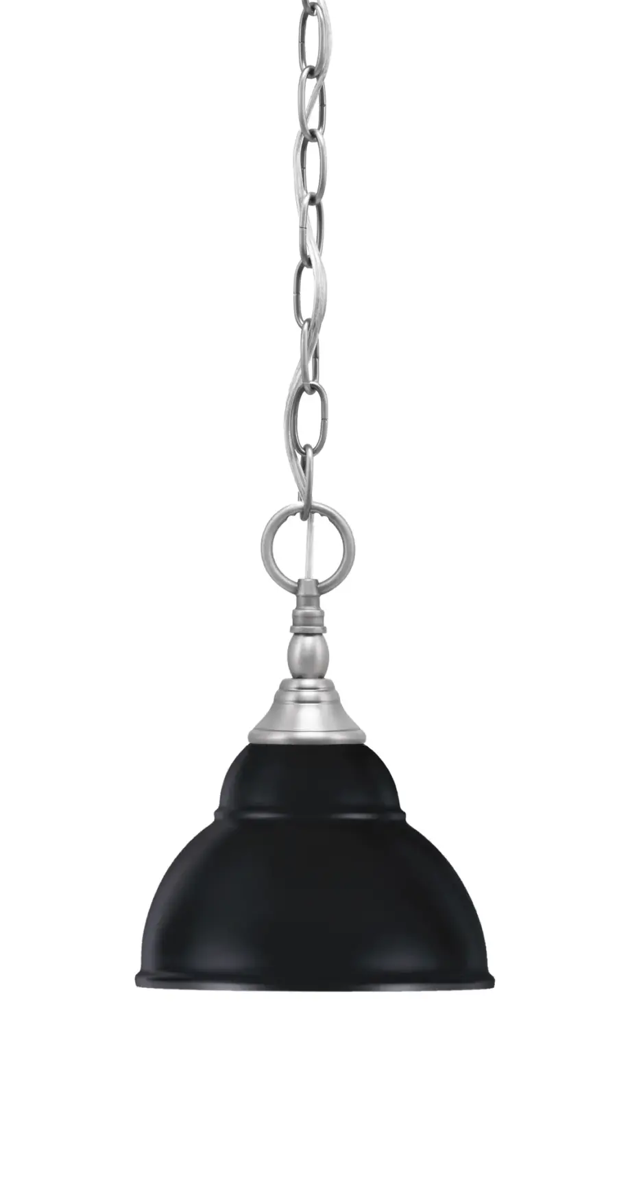 Toltec Lighting Chain Hung Mini Pendant with Matte Black Double Bubble Shade - Image 1
