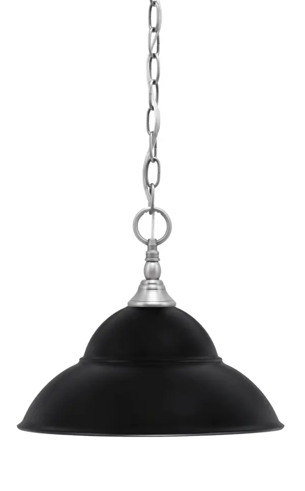 This versatile mini pendant combines brushed nickel hardware with a striking 13" matte black double bubble metal shade. Perfect for adding industrial flair to kitchens, dining areas, or hallways with adjustable hanging height.