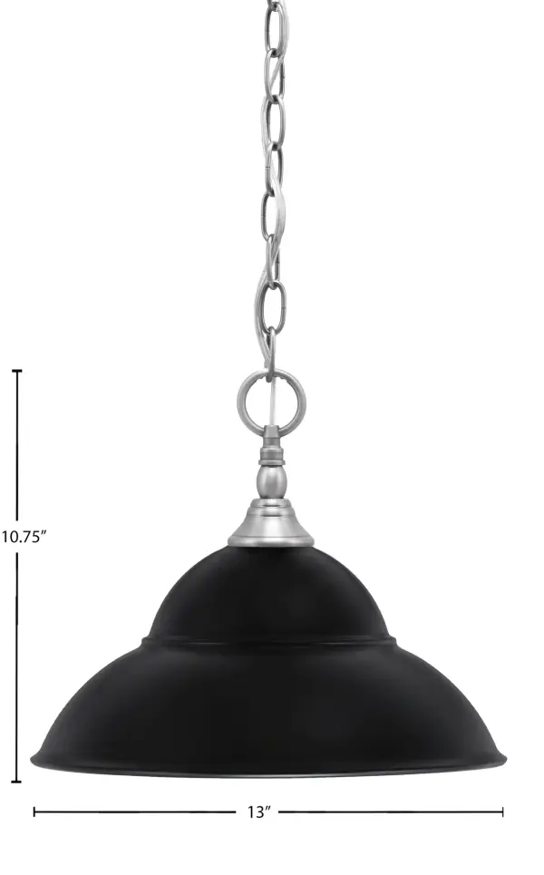 This versatile mini pendant combines brushed nickel hardware with a striking 13" matte black double bubble metal shade. Perfect for adding industrial flair to kitchens, dining areas, or hallways with adjustable hanging height. - alternate view