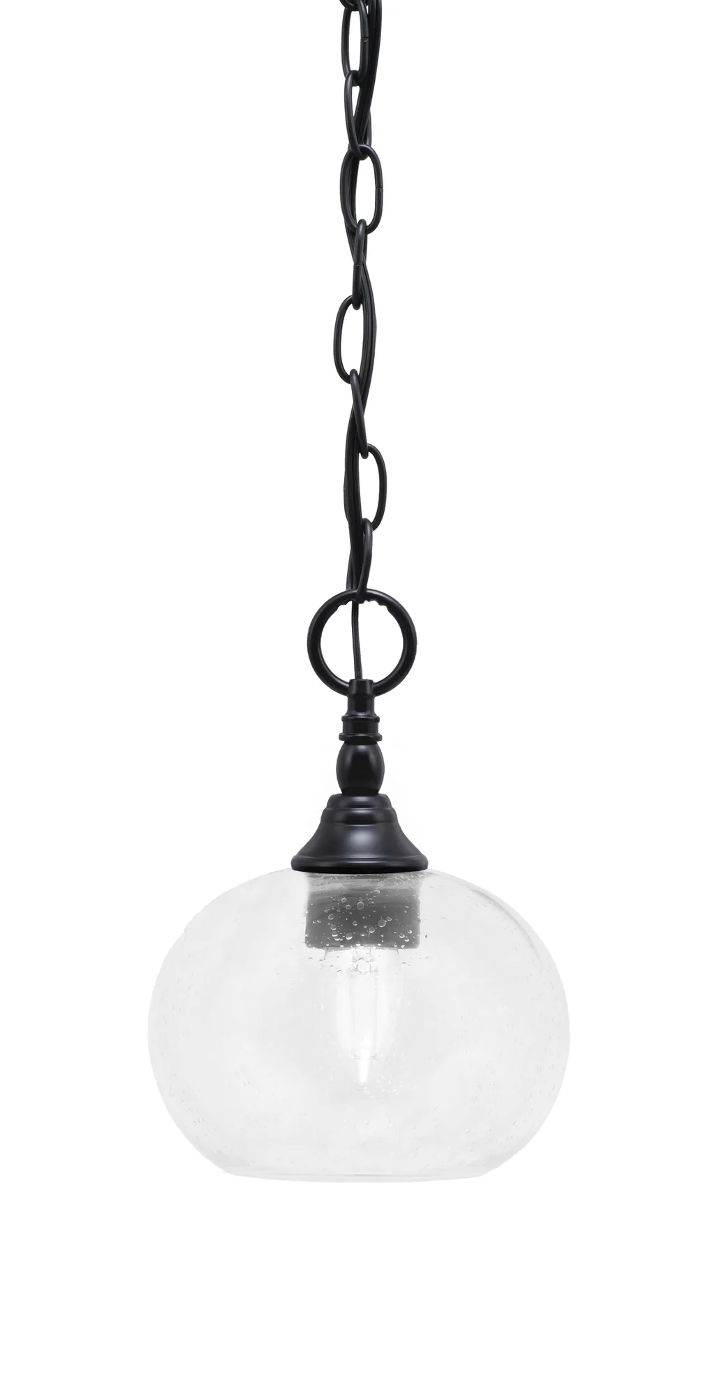 Toltec Lighting Chain Hung Mini Pendant with Clear Bubble Glass