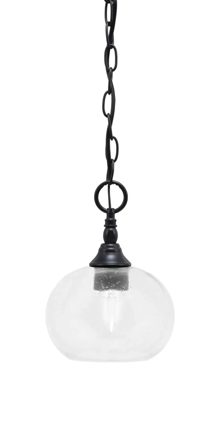 Toltec Lighting Chain Hung Mini Pendant with Clear Bubble Glass - Image 1