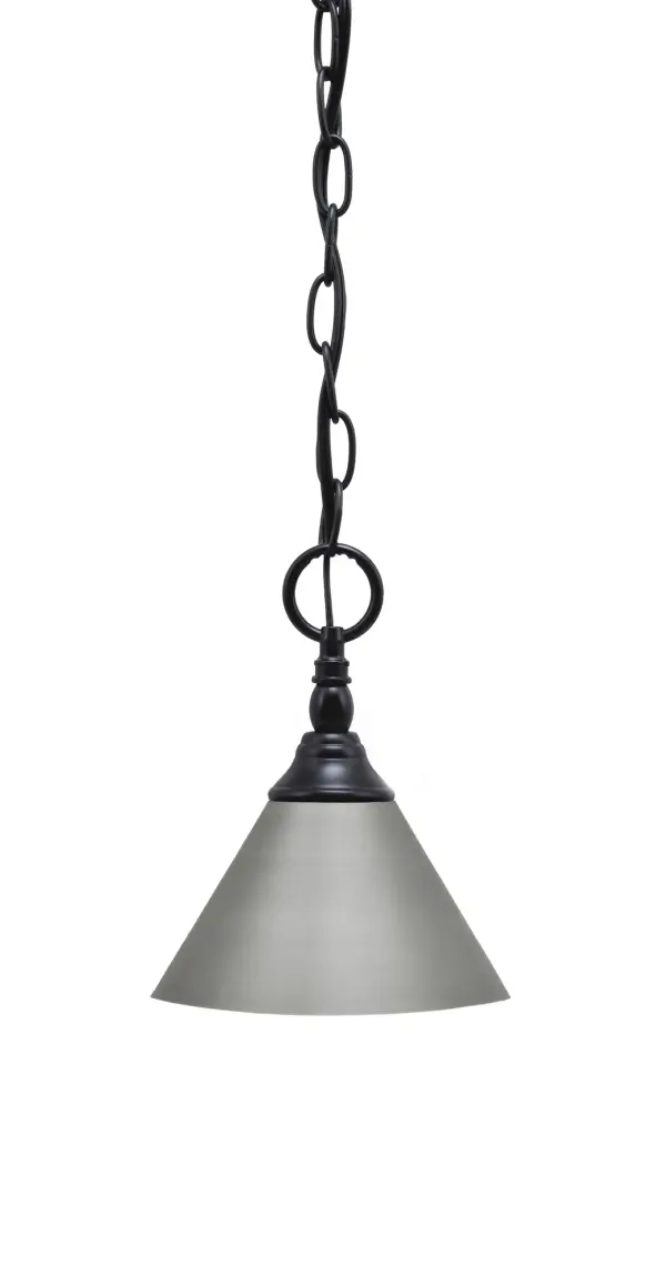 Toltec Lighting Chain Hung Mini Pendant with Brushed Nickel Cone Shade - Image 1