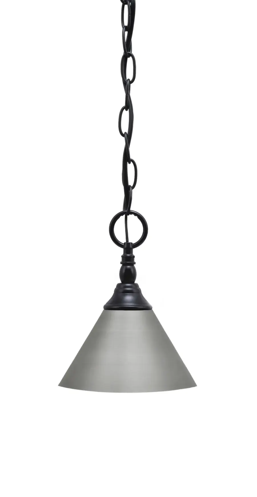 Toltec Lighting Chain Hung Mini Pendant with Brushed Nickel Cone Shade - Image 1