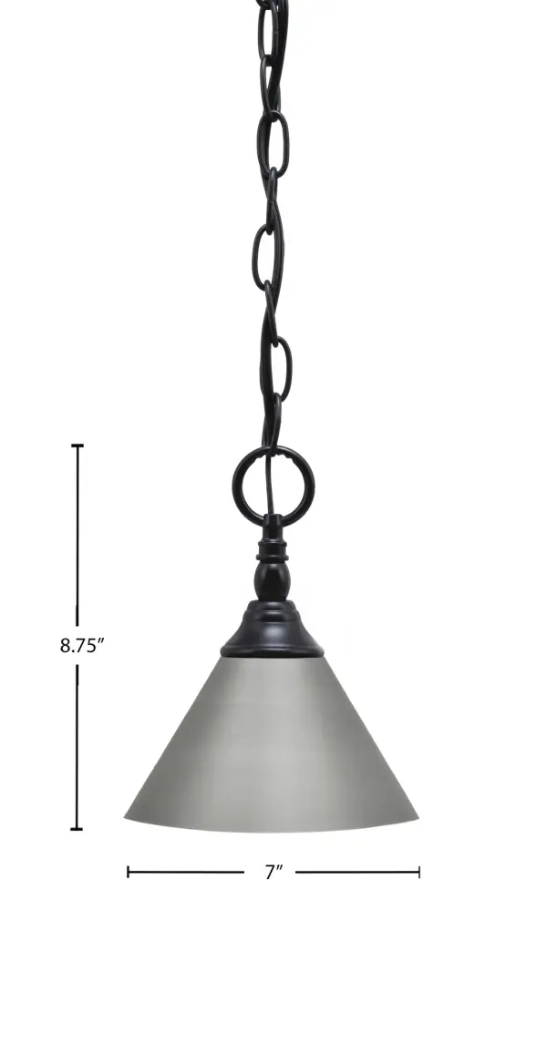 Toltec Lighting Chain Hung Mini Pendant with Brushed Nickel Cone Shade - Image 2